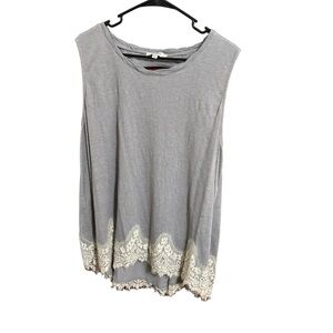 Women’s Umgee Gray Tank Top with Lace Size 2XL